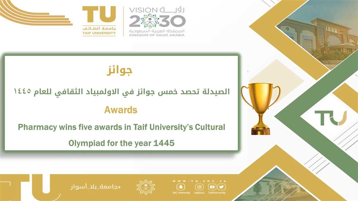 كلية الصيدلة تحصد خمس جوائز في الاولمبياد الثقافي للعام 1445 