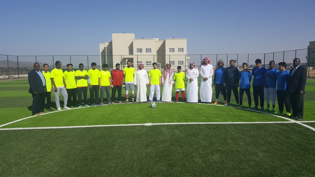 The starting of the football league for the departments of Ranyah University College, in the first match the administrative science team win the match with two goals for one to human studies team...