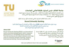 جامعة الطائف ضمن تصنيف RUR العالمي للجامعات